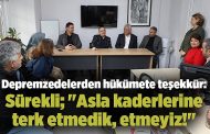 Depremzedelerden hükümete teşekkür